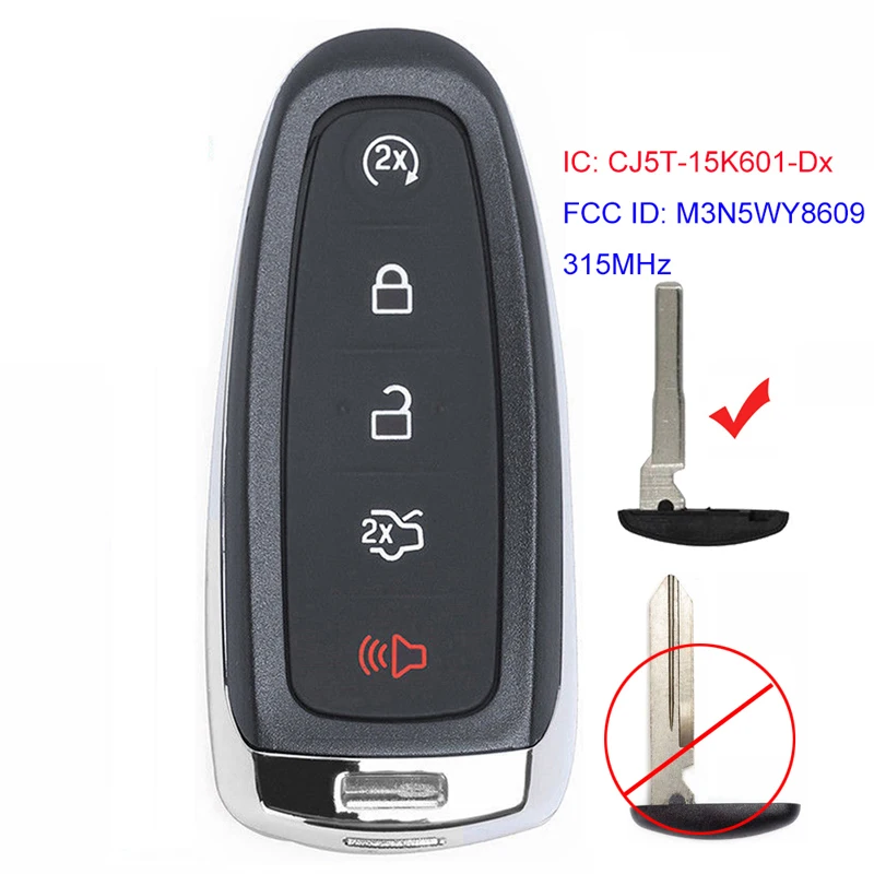 Keyecu умный дистанционный ключ-брелок от машины 5 кнопок 315MHz ID46 для Ford C-Max Focus, M3N5WY8609, CJ5T-15K601-Dx