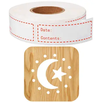 

Wooden Stars Moon Lamp Children's Night Light with 500 Pieces Food Freezer Labels 1 x 3 Inches (Red)
