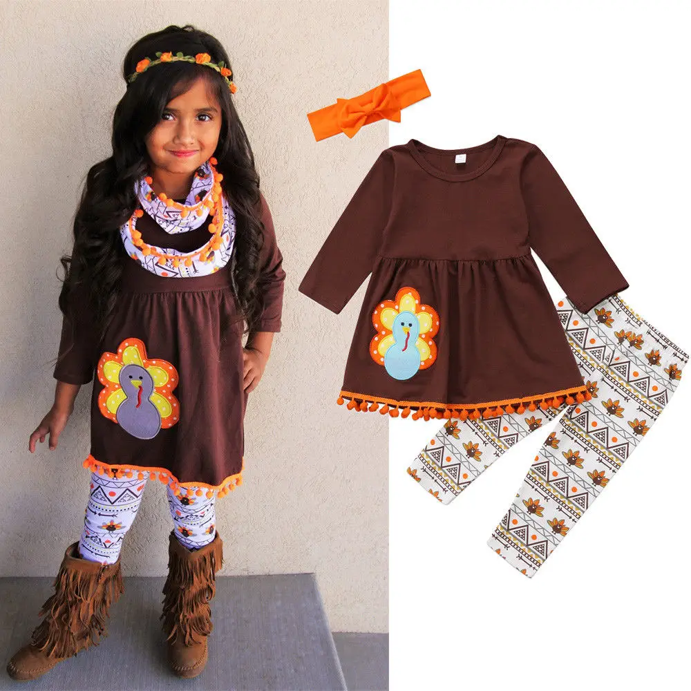 Pudcoco/комплект из 2 предметов; осенняя одежда на День Благодарения; одежда для маленьких девочек; футболка с длинными рукавами; топы; платье; штаны; леггинсы; bebe; одежда