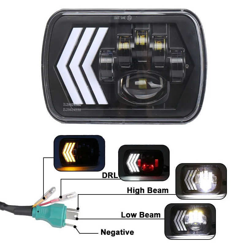 2 шт. 5X7 дюймов светодиодный налобный фонарь Angel Eye, 55 Вт 4800Lm H4 жгут проводов фар для Chevy S10 Blazer Express Van для Jeep Wrangler