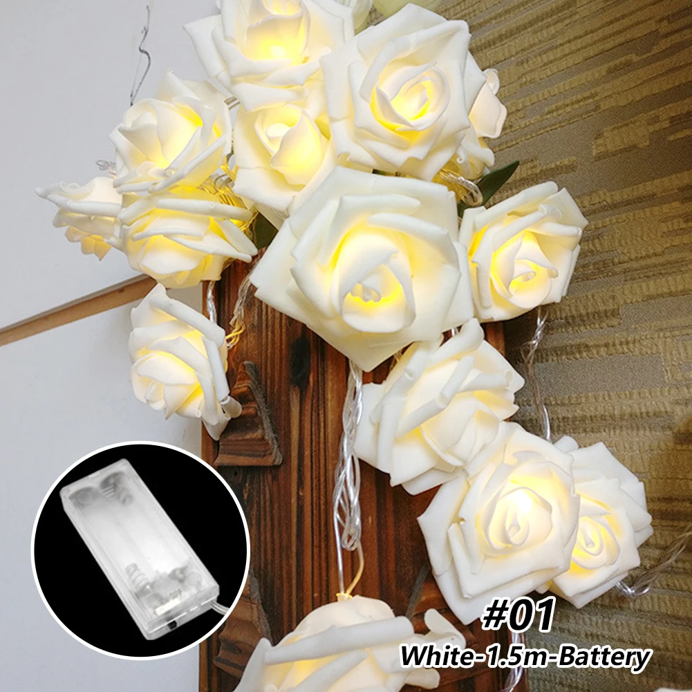 10/20 LED Rose Flower Shaped Led Light String Warm Lights Home Garden Party Decoration Lights Christmas Wedding Party Decoration