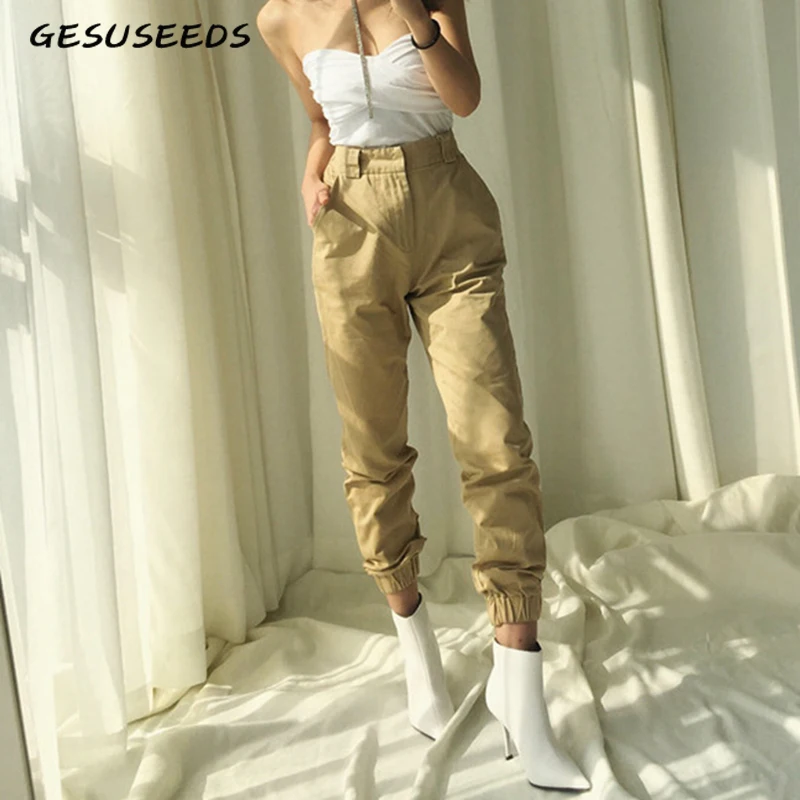 Женские камуфляжные брюки карго черные повседневные мешковатые с высокой талией