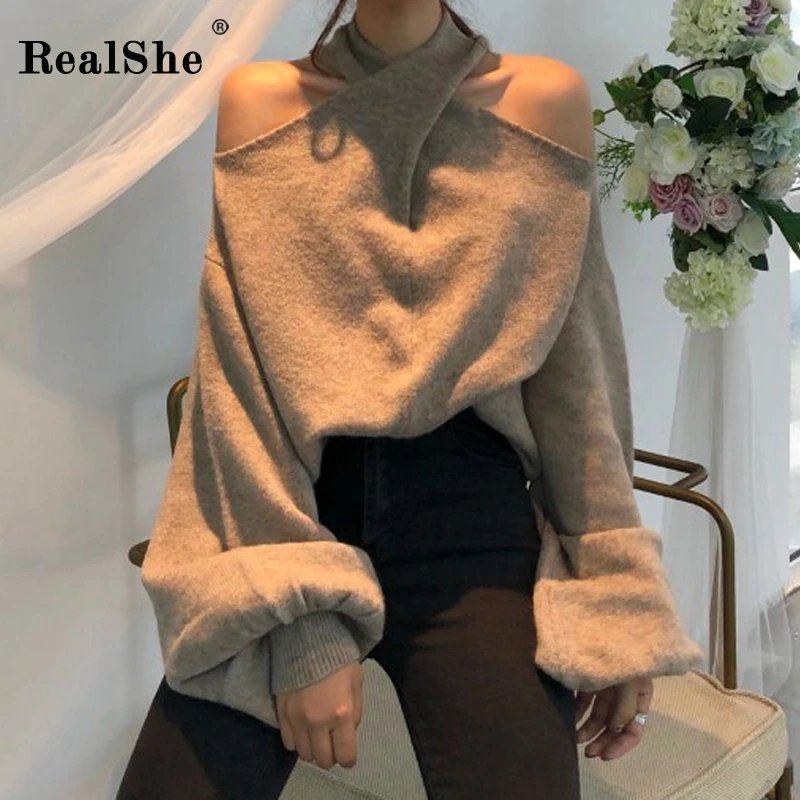 Кашемировый женский свитер 2019 короткий длинный рукав-фонарик Однотонный для