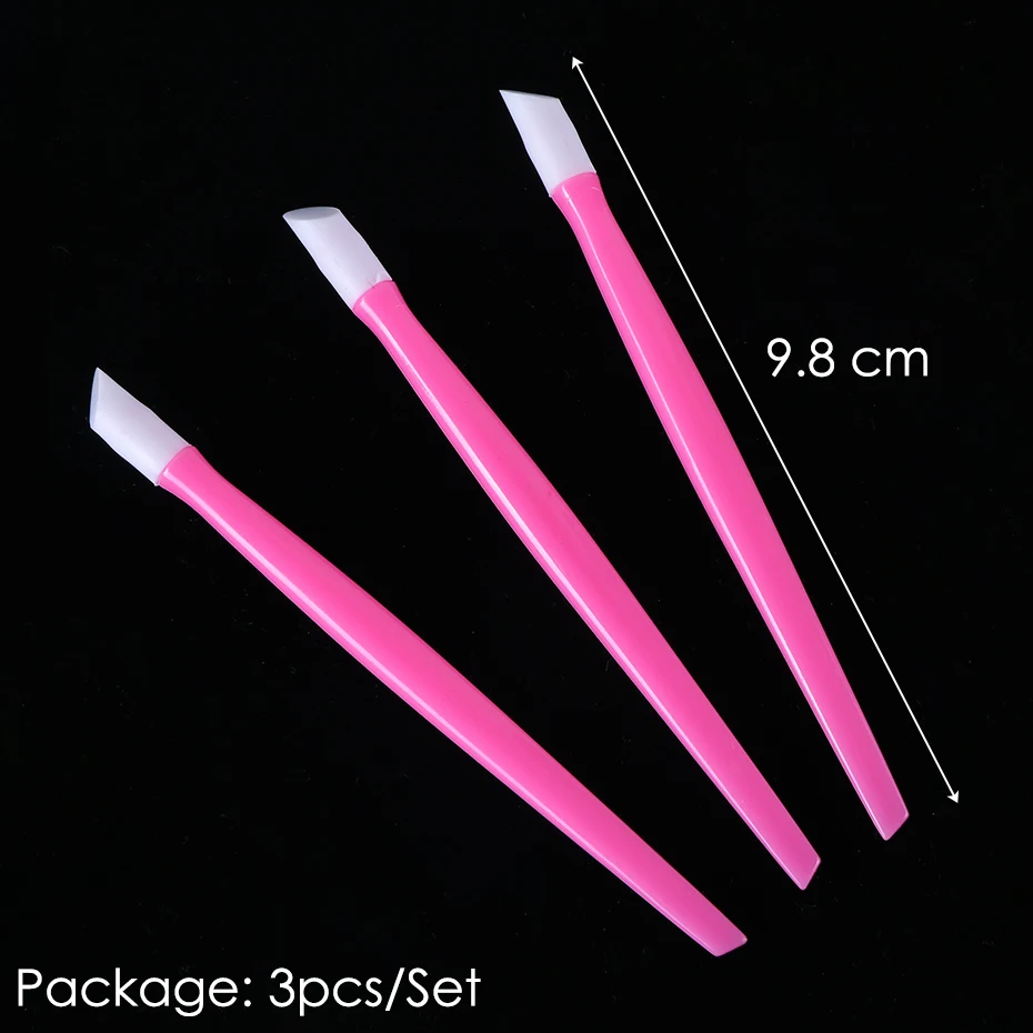 STZ 3pcs Plastic Rubber Nail Cuticle Pusher Pressure Pen for Nail Sticker Glitter Polishing Stick Manicure Care Tool NC370