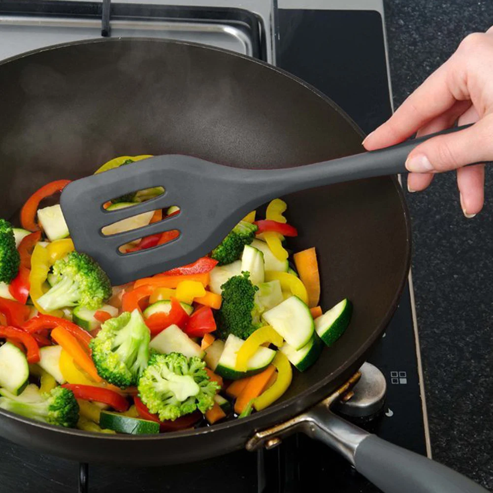 Silicone Handhold Durable Spatula Non-stick Pan Use Hygienic Slotted Easy Clean Cooking Utensil Steel Core Heat Resistant