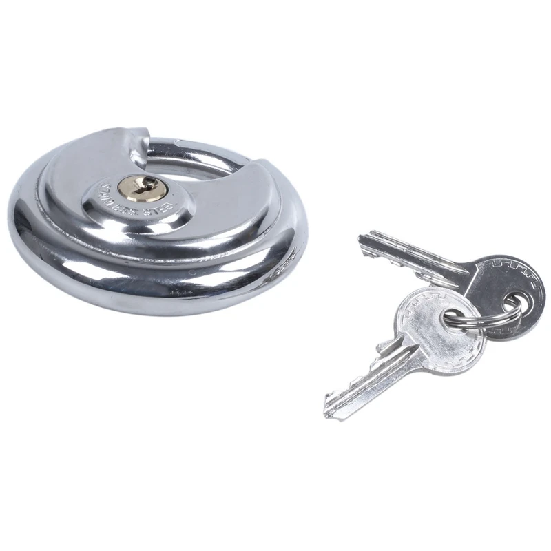 1x PADLOCKS HEAVY DUTY 70MM ROUND CIRCULAR DISC PADLOCK with 1 KEYS