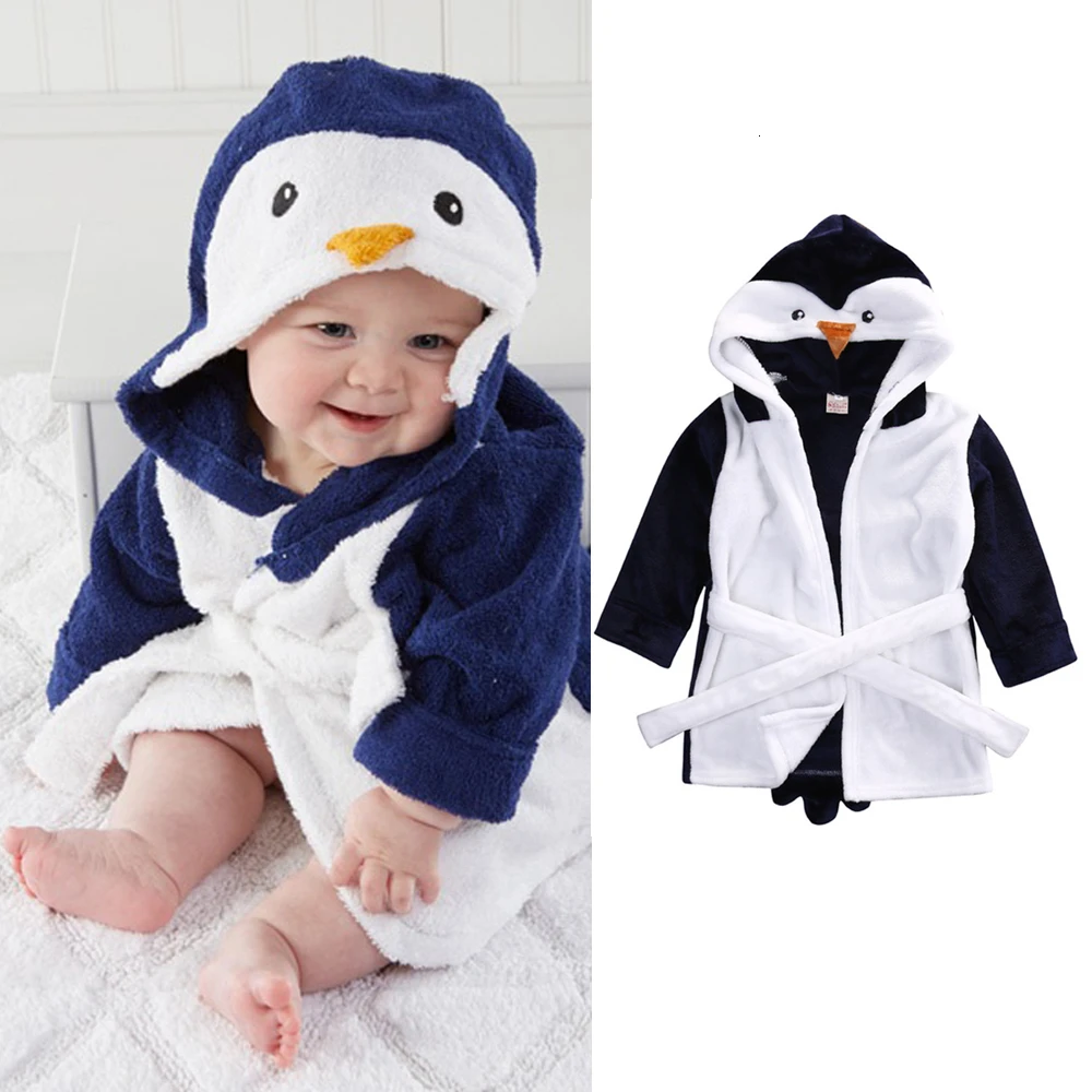 Solid Cartoon Sleepwear Cute Infant Baby Girl Boy Hooded Bath Towel