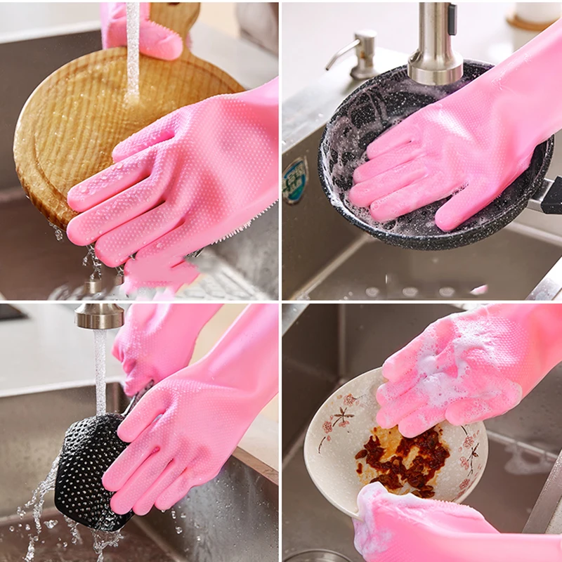 Кухонные силиконовые чистящие перчатки, волшебные силиконовые перчатки для мытья посуды, кухонные аксессуары, бытовые чистящие инструменты, автомобильная щетка для домашних животных