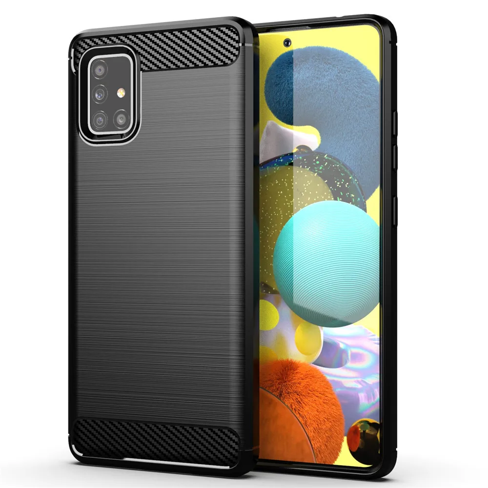 For Samsung Galaxy A71 Case Luxury Carbon Fiber Skin Soft