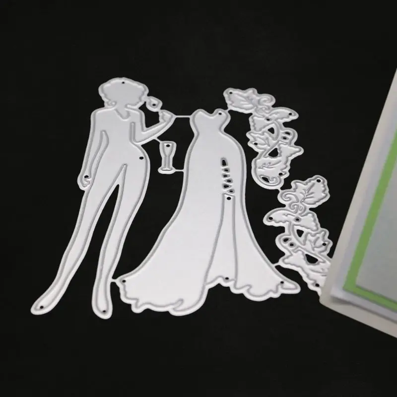 

Cocktail Girl Metal Cutting Dies Stencil DIY Scrapbooking Album Stamp Paper Card Embossing Craft Decor