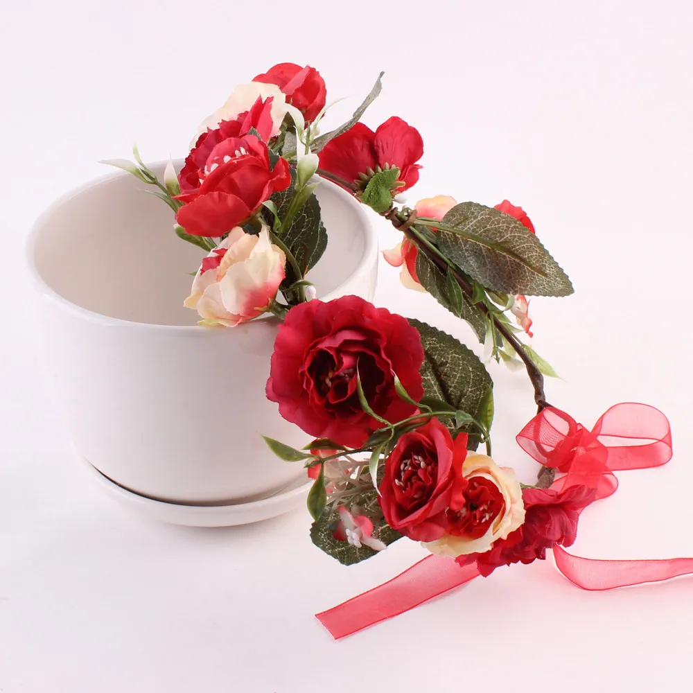 Baby Headband Fashion Baby Kids Handmade Rose Flower Headband Hairband Wreath Flower Girls Turban Hair Accessories