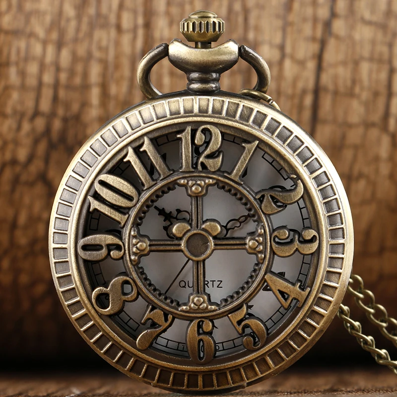 Watch Pendant Clock Vintage Mouse-Chain Quartz-Pocket Gift Bronze Women Cartoon Xmas
