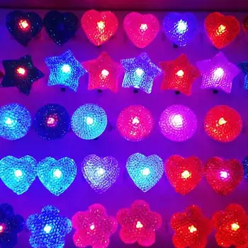 

50Pcs Star Heart Round LED Light up Finger Ring Kids Toy Party Concert Favors