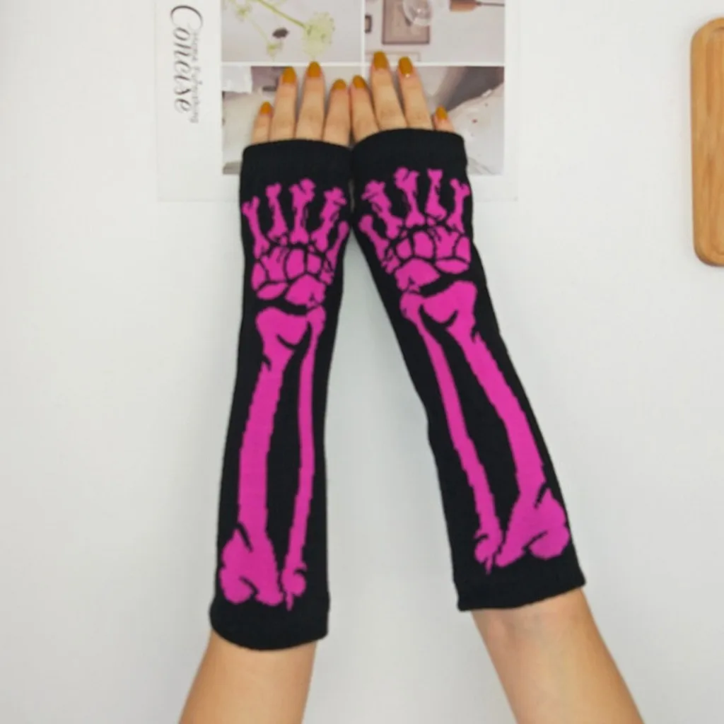Модные перчатки унисекс, Перчатки скелета для Хэллоуина, косплей, реквизит, Череп, длинные руки, кости, рукава, перчатки# N5