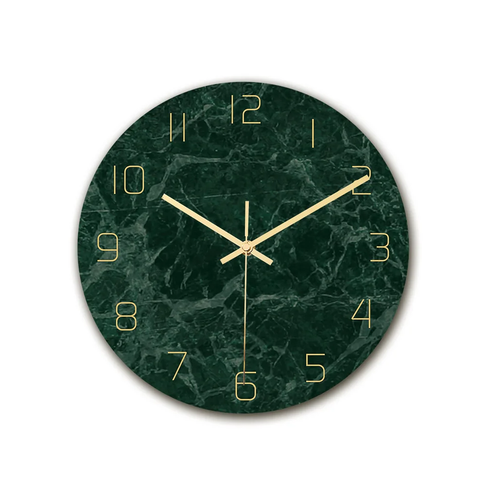 Clock002 роскошные мраморные настенные часы, акриловый материал, роскошные золотые часы с УФ-принтом, украшение для гостиной