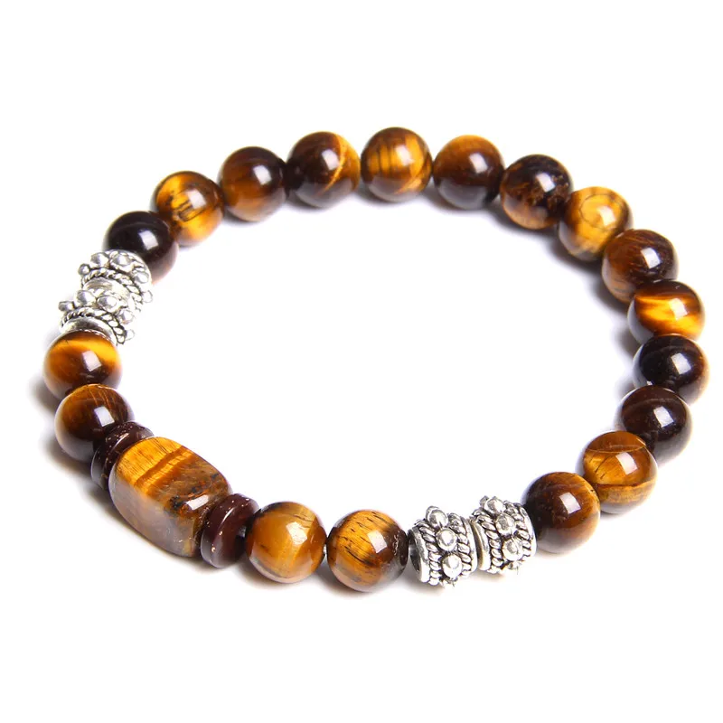 Natural tiger eye Натуральный желтый камень тигровый глаз бусины браслет для мужчин и женщин браслеты дружбы рейки смелость Исцеление Ювелирные изделия Подарки - Окраска металла: Natural tiger eye