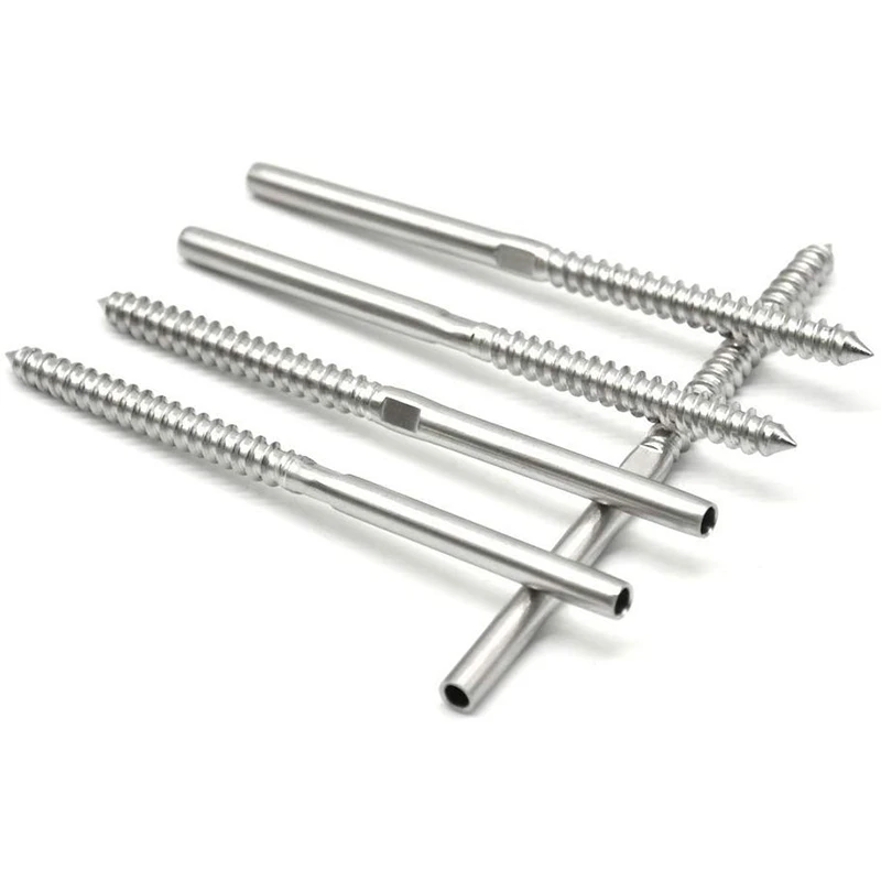 12Pcs Lag Screw Swage Stud Fitting Terminal Thread for 1/8 Inch Cable Railing 316 Stainless Steel Marine Grade