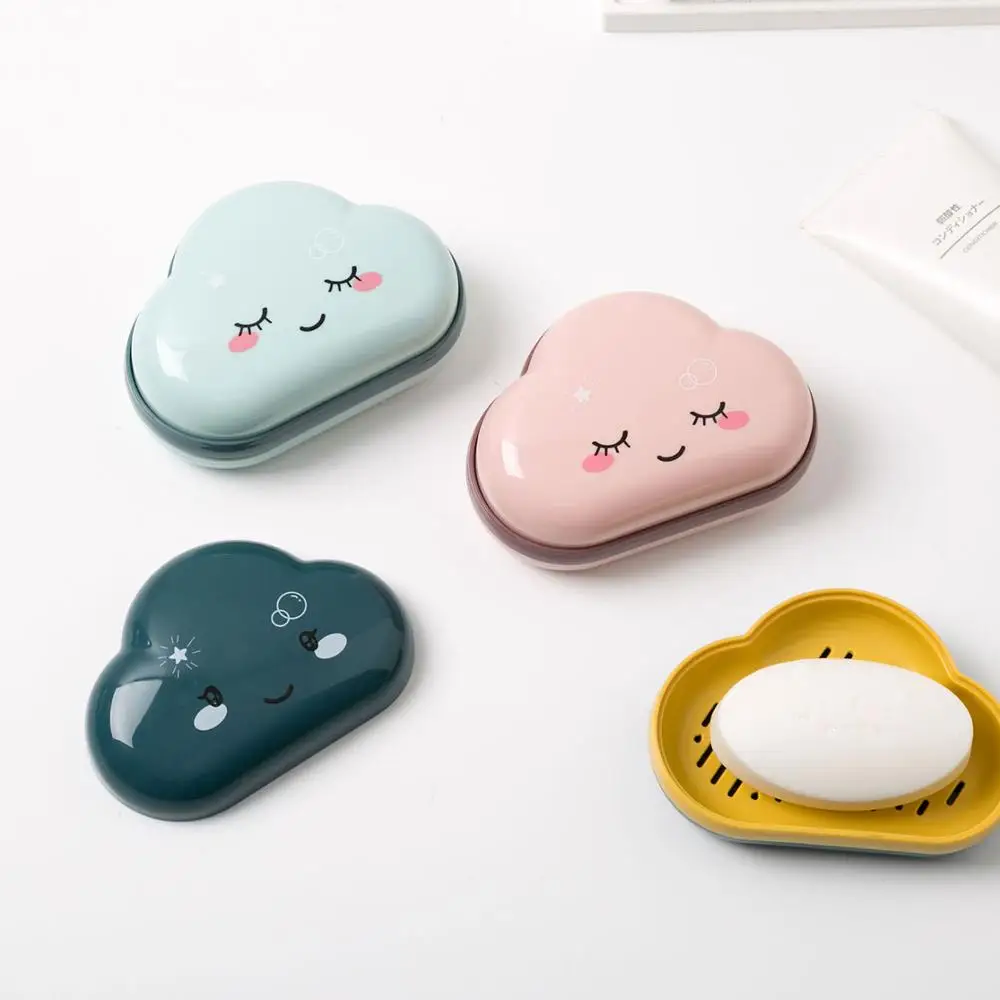 

Cloud Shape Soap Holder Double-layer Drain Soap Box Multi-functional Household Storage Bathroom Soap Dish Toilet Shower Drainer
