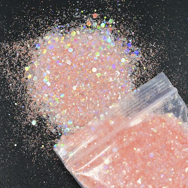 50g Chunky Glitter Holographic Iridescent Opal Fairy Drops Nail Art Unicorn Cosmetic Mixed Hexagon Sequins Manicure Glitter  &*& 4