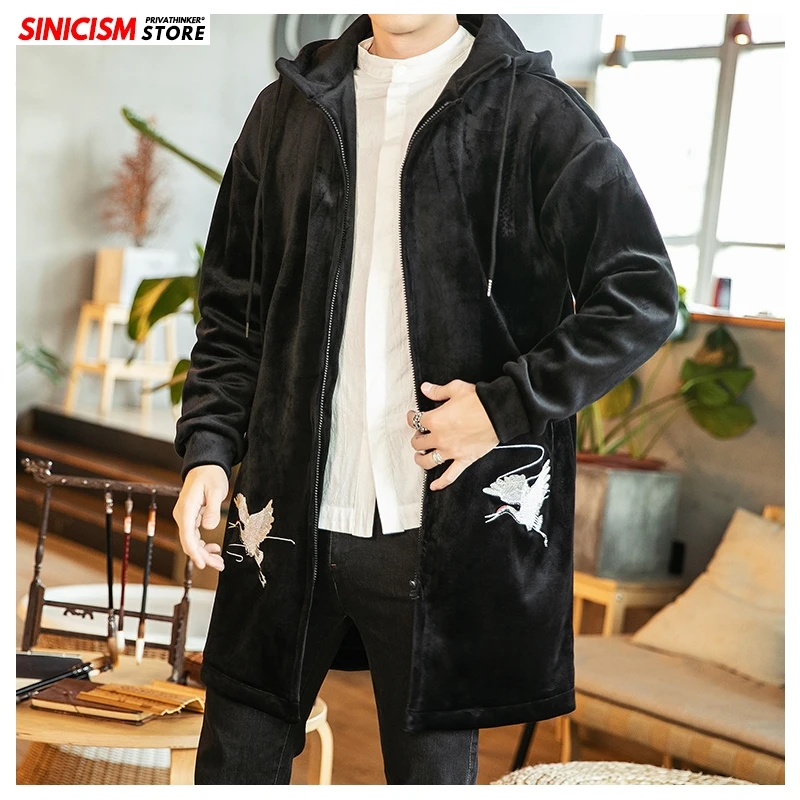 Sinicism Store Мужская Золотая Бархатная двухслойная Толстая парка зимняя теплая