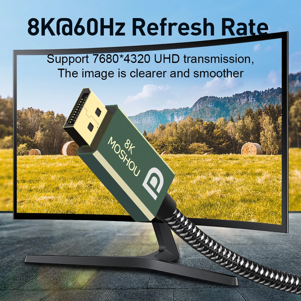 Macho ao Cabo de Extensão Fêmea Uhd 8k @ 60hz 4k @ 120hz Ultra Velocidade 48gbps Hdr para o Cabo do Adaptador do Projetor Hdtv Displayport2.0 - Image 5