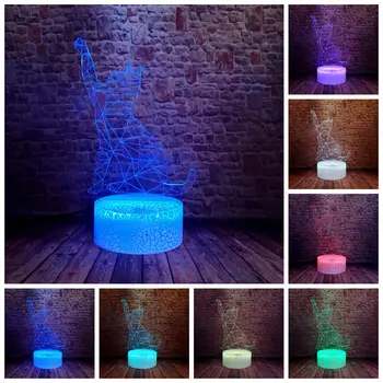 

Flashing Cat Model 3D LED Sleeping Nightlight Colorful Changing Light Animal Figure Toys