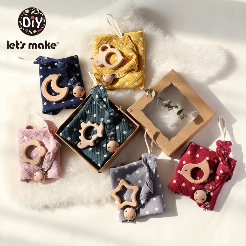 

Let'S Make 5sets Pacifier Chain Cotton Wave Spot Saliva Towel Pendant Animal Beech Baby Care Kid Cloths Baby Eating Accessory