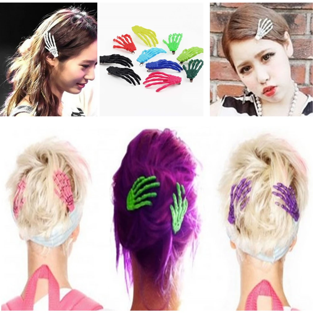 10 pcs Hair Clip for Women Accessories Skeleton Claws Skull Hand Hairpin Zombie Punk Horror Bobby Gifts For Stylish Girls#3 | Украшения и