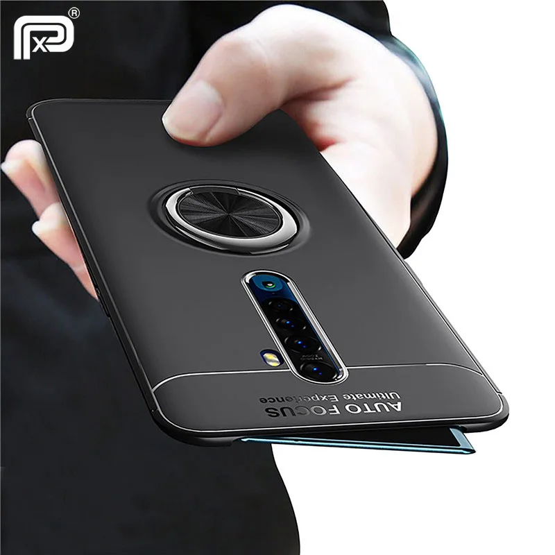 Для OPPO Reno2 чехол из мягкого ТПУ силикона металлический палец кольцо матовая