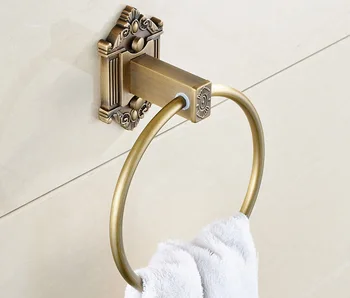 

IMPEU Antique Brass Bathroom Accessories Set Wall Mounted 8-Piece (Toilet Paper Holder/Robe Hook/Towel Bar/Towel Rings)