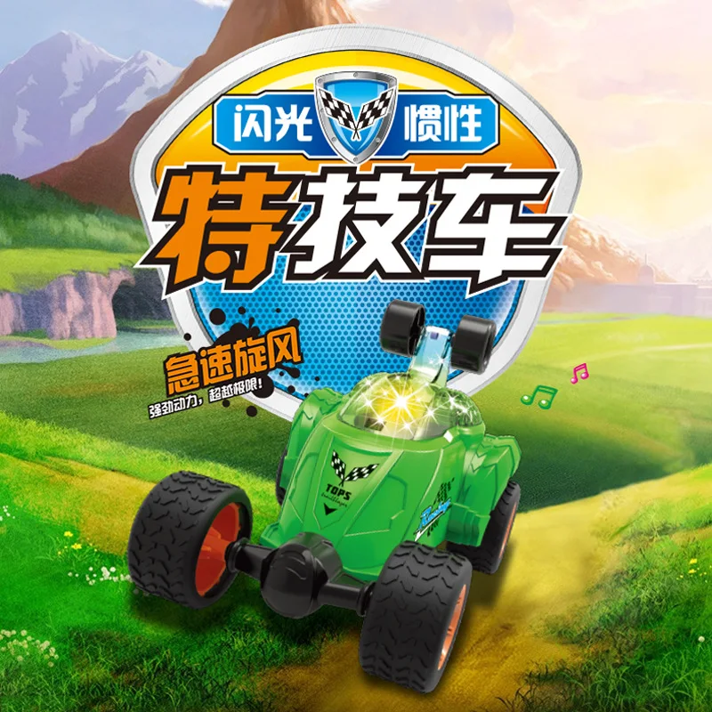 

Exhibition Boxed Flash Colorful 3D Light Inertia Stunt Car Model 360-Degree Flipping CHILDREN'S Toy Car