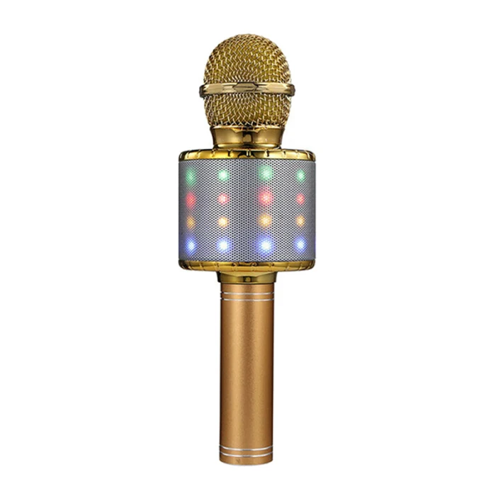4 In 1 LED RGB Wireless Bluetooth Karaoke Mini Microphone USB Speaker for Home KTV VDX99