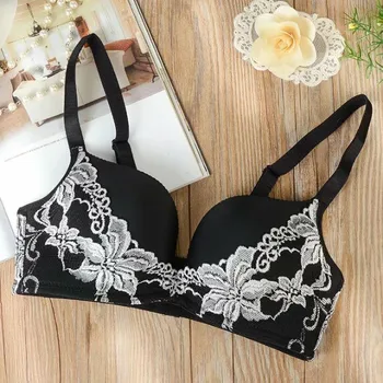 

Embroidered Underwear Women's Non-Steel Ring-Gathering Bra Breast Hugging Small Bra Push-Up Bra Abc75-85