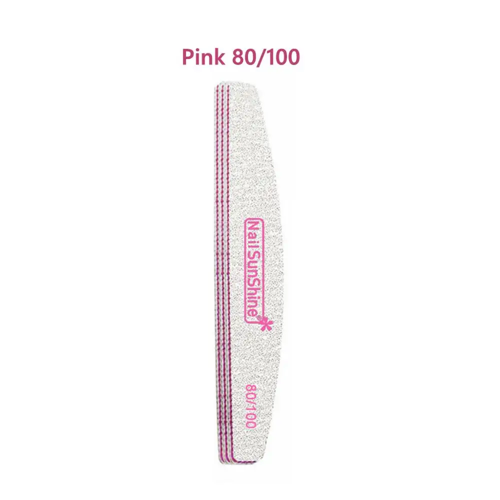 1PC Professional Double Sided Nail Files Block Sponge Grit Sanding Pedicure Manicure Nail Care Nail Art Beauty Tools Whosale - Цвет: Pink 80 100 D