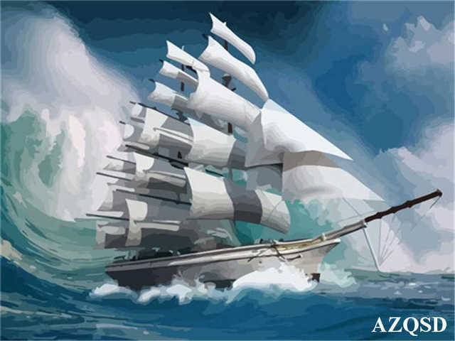 Paints By Numbers Scenery Pictures Oil Drawing By Numbers Boat Home Decoration Full Set Coloring By Numbers 50x40cm