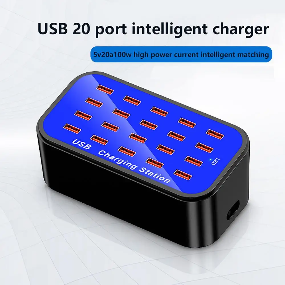 USB зарядное устройство с 20 портами светодиодный дисплей мульти быстрая зарядка