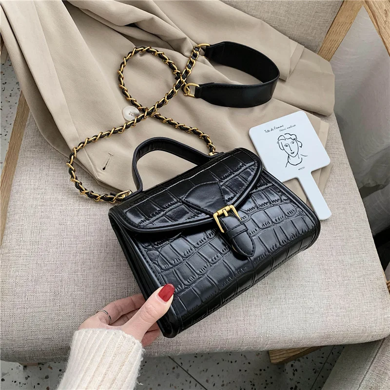 

Crocodile Pattern Bag Women's 2020 Popular New Style Versatile INS Shoulder Bag with Chain-Style Crossover Shoulder Bag/hand Bag