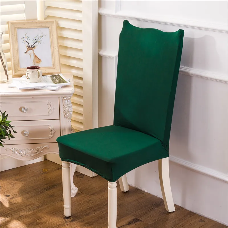 Dark Green Однотонные чехлы на стулья из спандекса для столовой, эластичные чехлы на сиденья для стула, защитный чехол для ресторана, банкета - Цвет: Dark Green