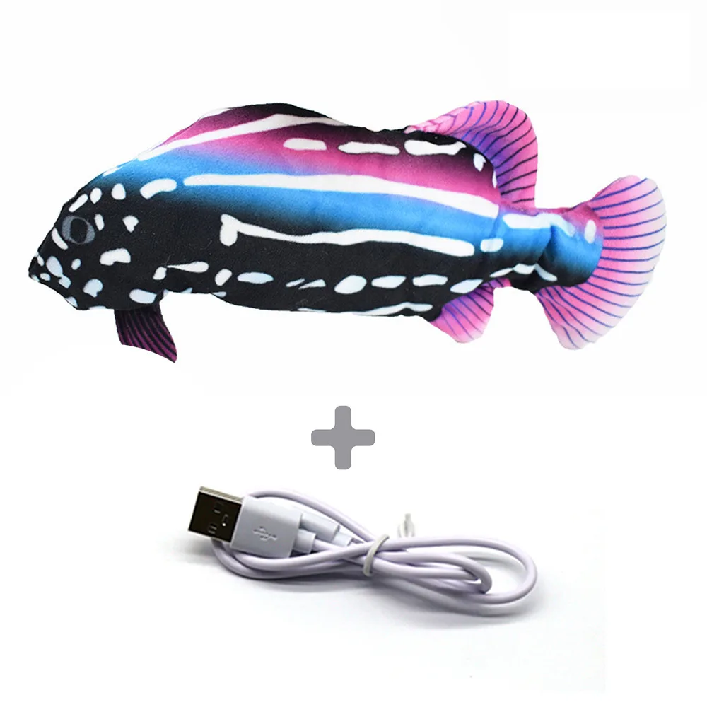 1PC Cat Toy Simulation Fish USB Electric Charging Catnip Floppy Wagging Toy 28CM Chew Bite Interactive Cat Toys Pet Supplies cute dog toys Toys