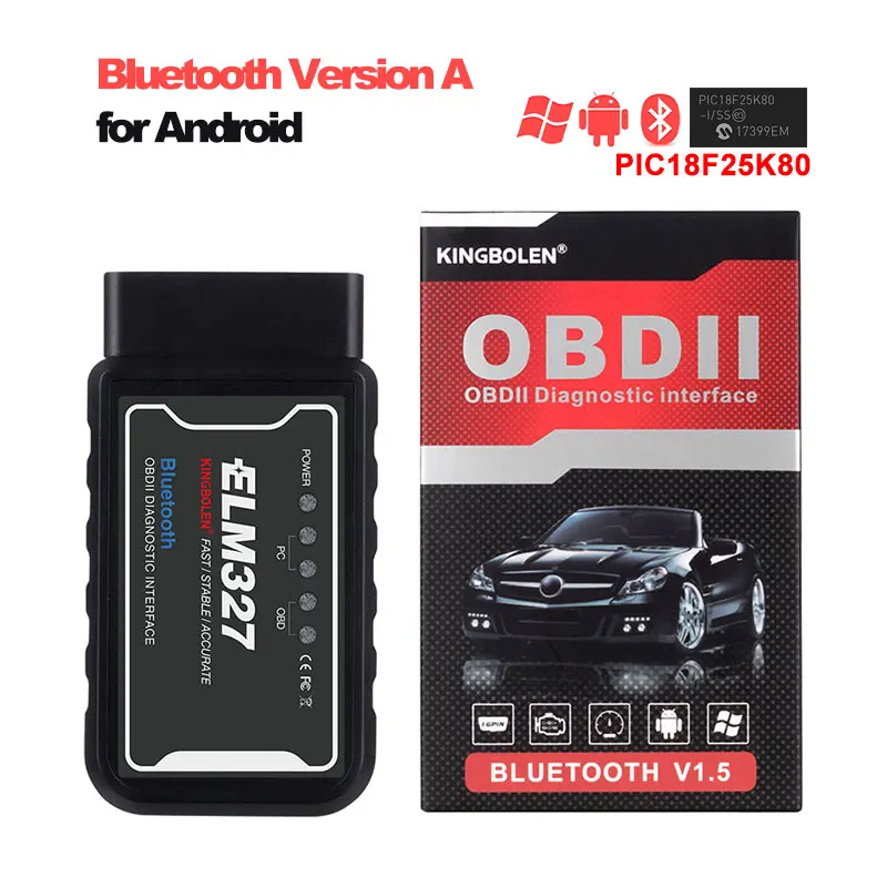 Bluetooth Version A ELM327 Wi-Fi с pic18f25k80 чип Беспроводной OBDII инструмент диагностики для iPhone/Android/pc ELM 327 V1.5 авто сканер - Цвет: Bluetooth Version A