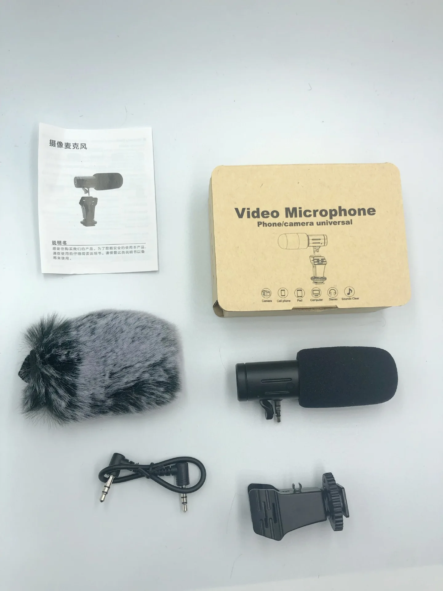 MIC-06 Phone Microphone Mini Portable 3.5mm Condenser Phone Video Camera Interview Mic Microphone With Muff For iPhone Samsung