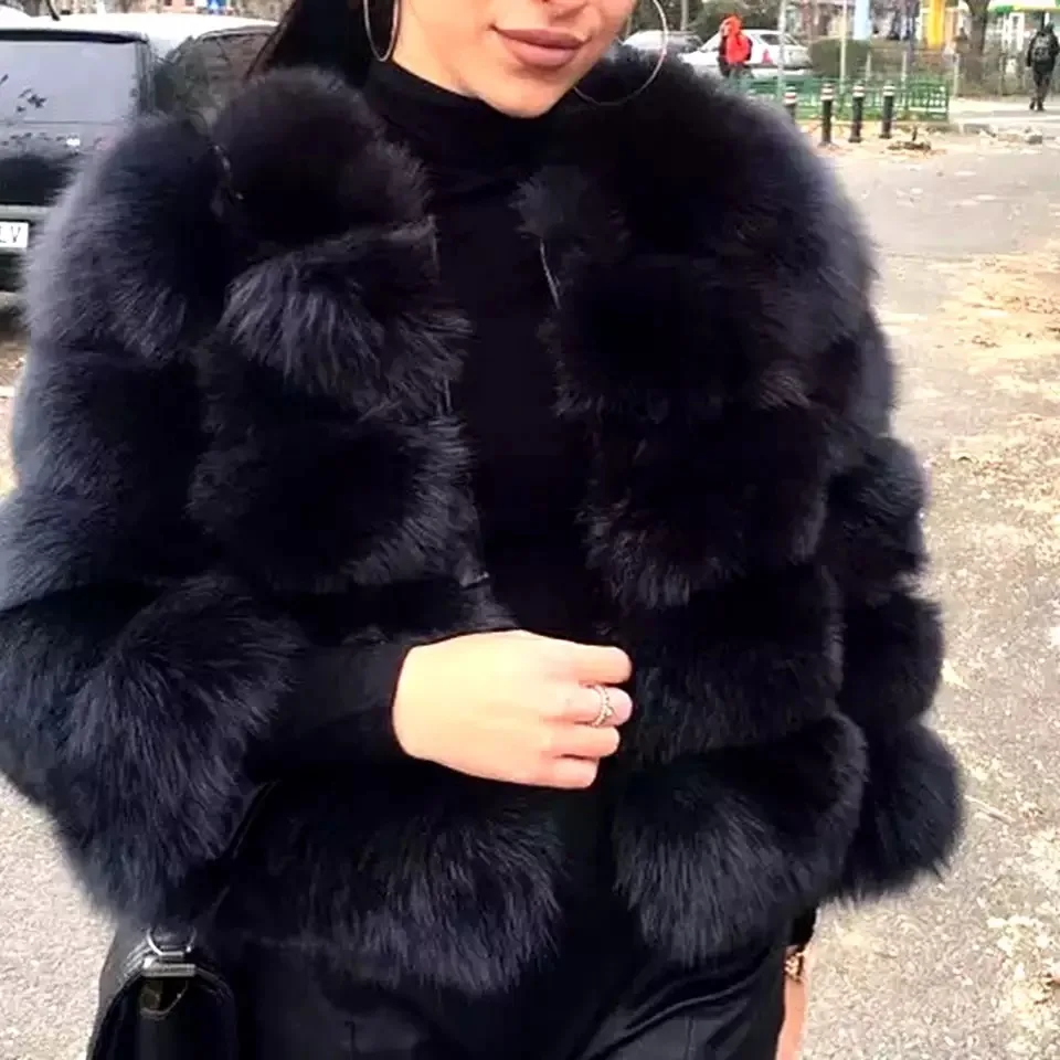 

Women Winter Warm Faux Fox Fur Overcoat High Quality Faux Racoon Fur Jacket Rabbit Fur Jacket 2020 New Abrigo