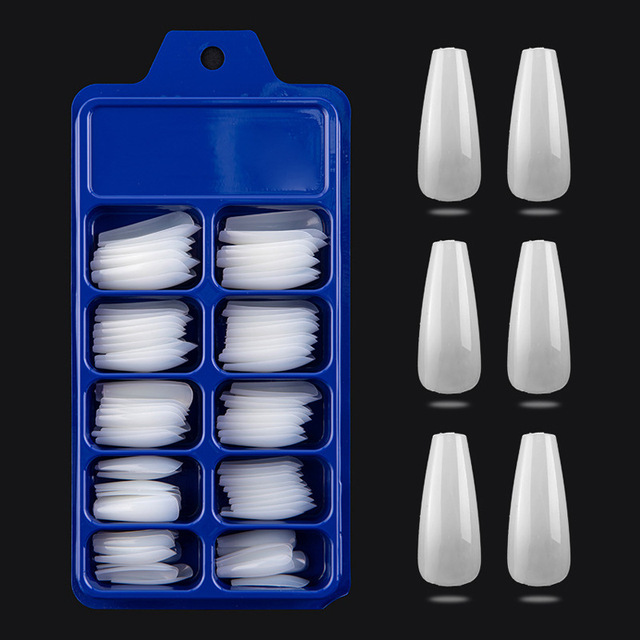 Full Cover Coffin Fake Nails Artificial Press on Nails Long Ballerina Design Clear/Natural/white False Nails Art Tips