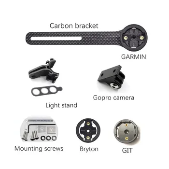 

full carbon fiber Garmin/bryton/cateye/igpsport Bicycle bike Computer support holder+GoPro Motion Camera Bracket+Lamp holder