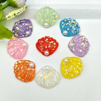 

6Pcs Mixed Resin Pearly Shells Flatback Stone Wedding Buttons Craft Scrapbook Diy Accessories