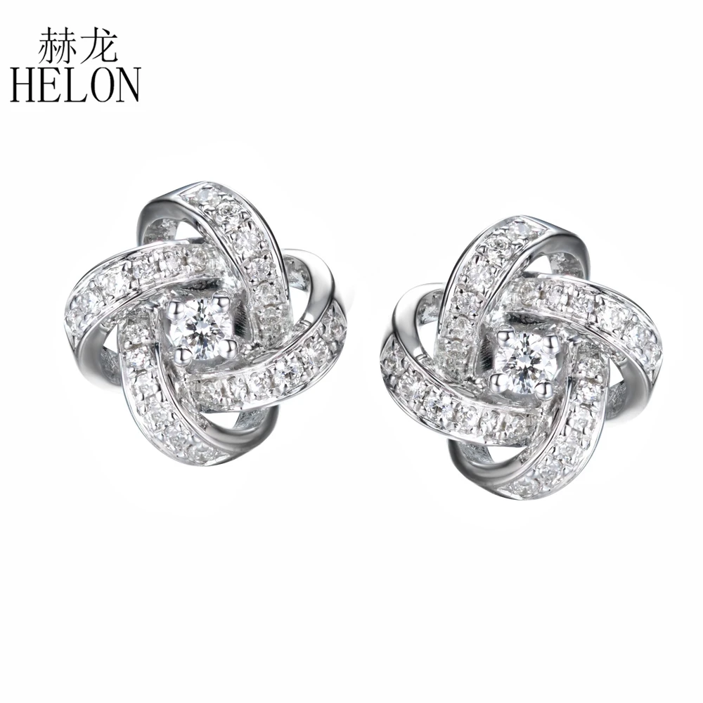 HELON, женские серьги-гвоздики из белого золота 18 К SI/H, серьги с натуральными бриллиантами, уникальные трендовые Свадебные украшения для помолвки