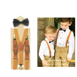Комплект с галстуком-бабочкой на подтяжках для маленьких мальчиков и девочек, ширина 2 см, детские штаны с галстуком-бабочкой, подтяжки для