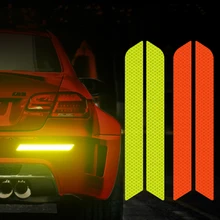 2 шт светоотражающий Стикеры для автомобиля хвост заднего бампера творческий для безопасности в ночное время, Предупреждение клейкая лента с защитой от царапин украшения Наклейка Сделано с 3 м