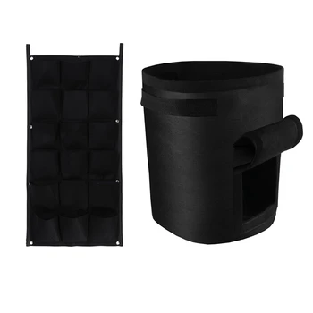 

1Pcs 18 Pockets Vertical Garden Flower Wall Pot 50Cmx100Cm & 2 Pcs 7 Gallon Smart Potato Grow Bags
