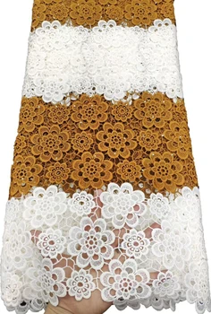 

Embroidered African Lace Fabric High Quality For Nigerian Wedding Dress,Water Soluble Lace With Guipure Cord Lace Fabric FTB77